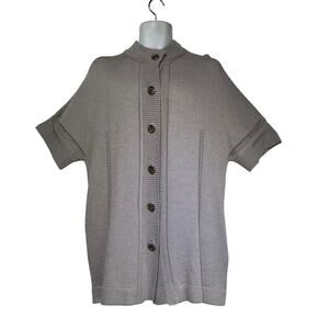 Escalier 100 Knit Cardigan Sweater Beige Short Sleeve Button Up Minimalist Knit